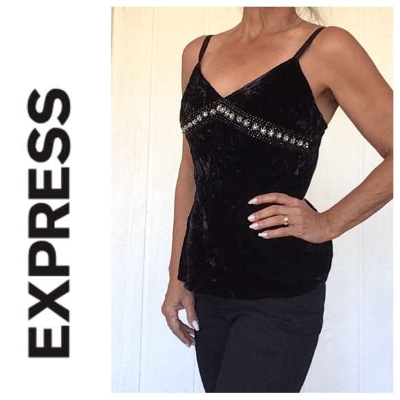 EXPRESS CRUSHED VELVET EMBELLISHED CAMISOLE MEDIUM - Picture 2 of 11